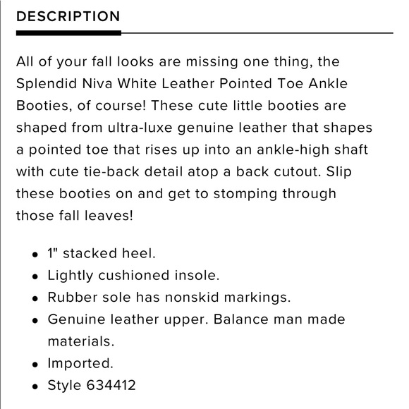 Splendid “Niva” White Leather Pointed Toe Ankle Booties - Picture 10 of 11